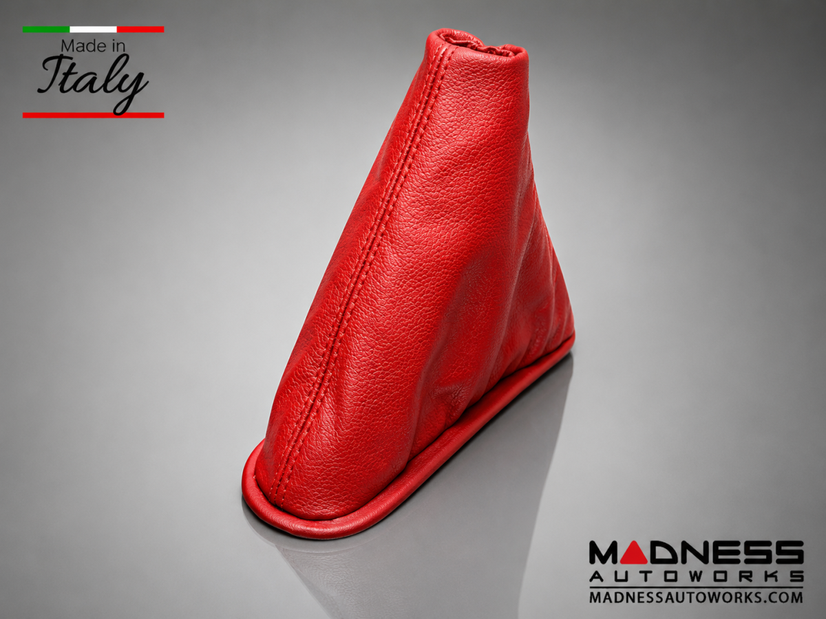 FIAT 500 eBrake Boot - Black Italy - Red Leather w/ Red Stitching 