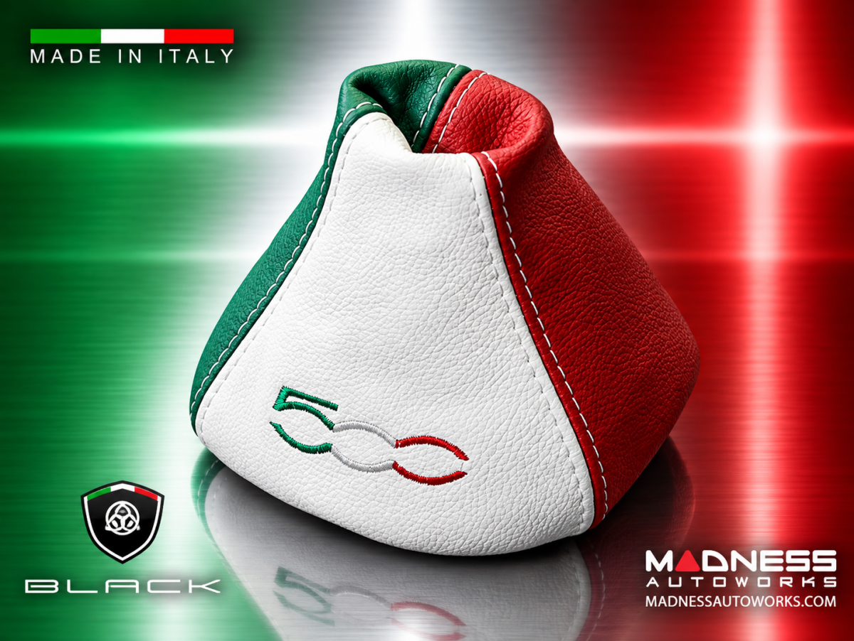 FIAT 500 Gear Shift Boot - Italian Colors Leather w/ 500 Logo
