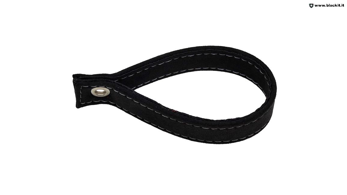 FIAT 500 Trunk Handle / Pull Strap - Black Italy - Black Alcantara w/ White Stitch