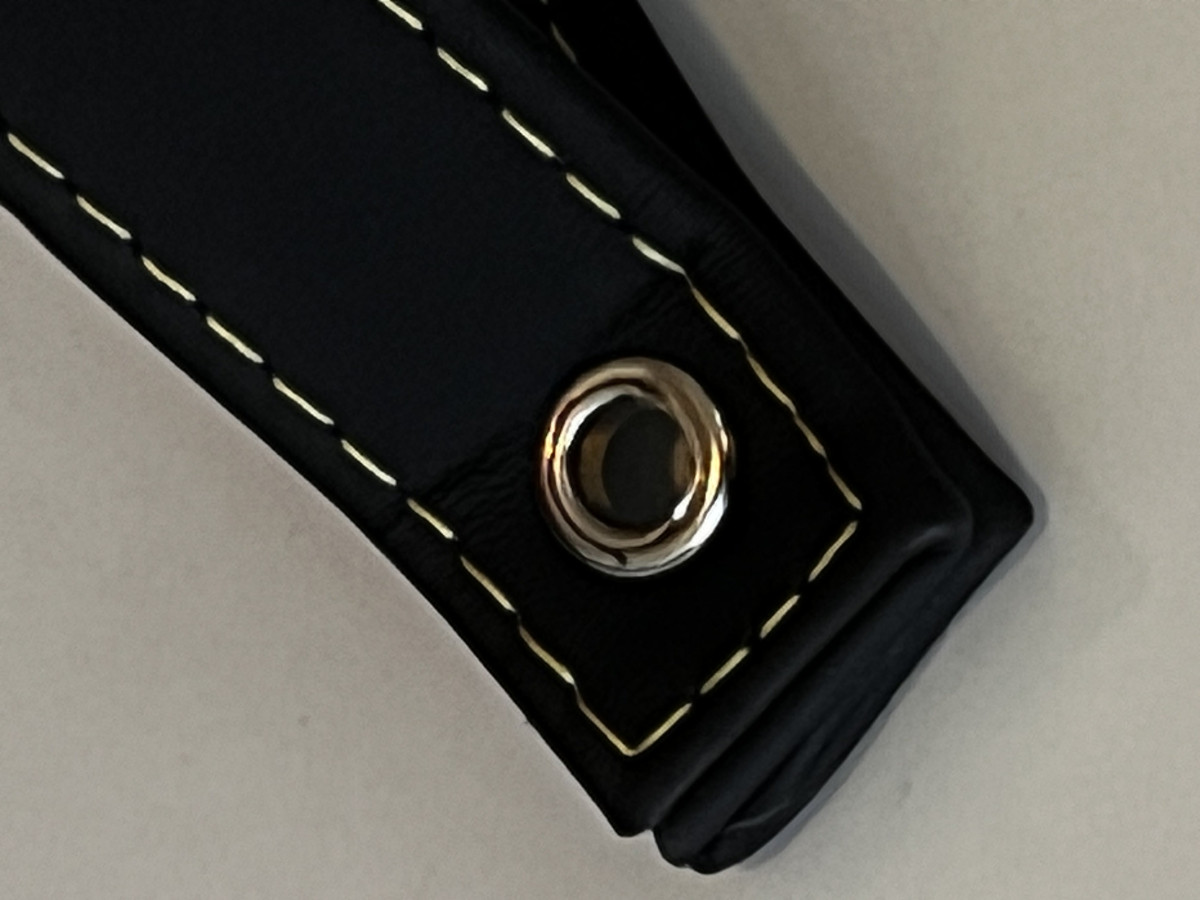 FIAT 500 Trunk Handle / Pull Strap - Black Italy - Black Leather w/ Yellow Stitch