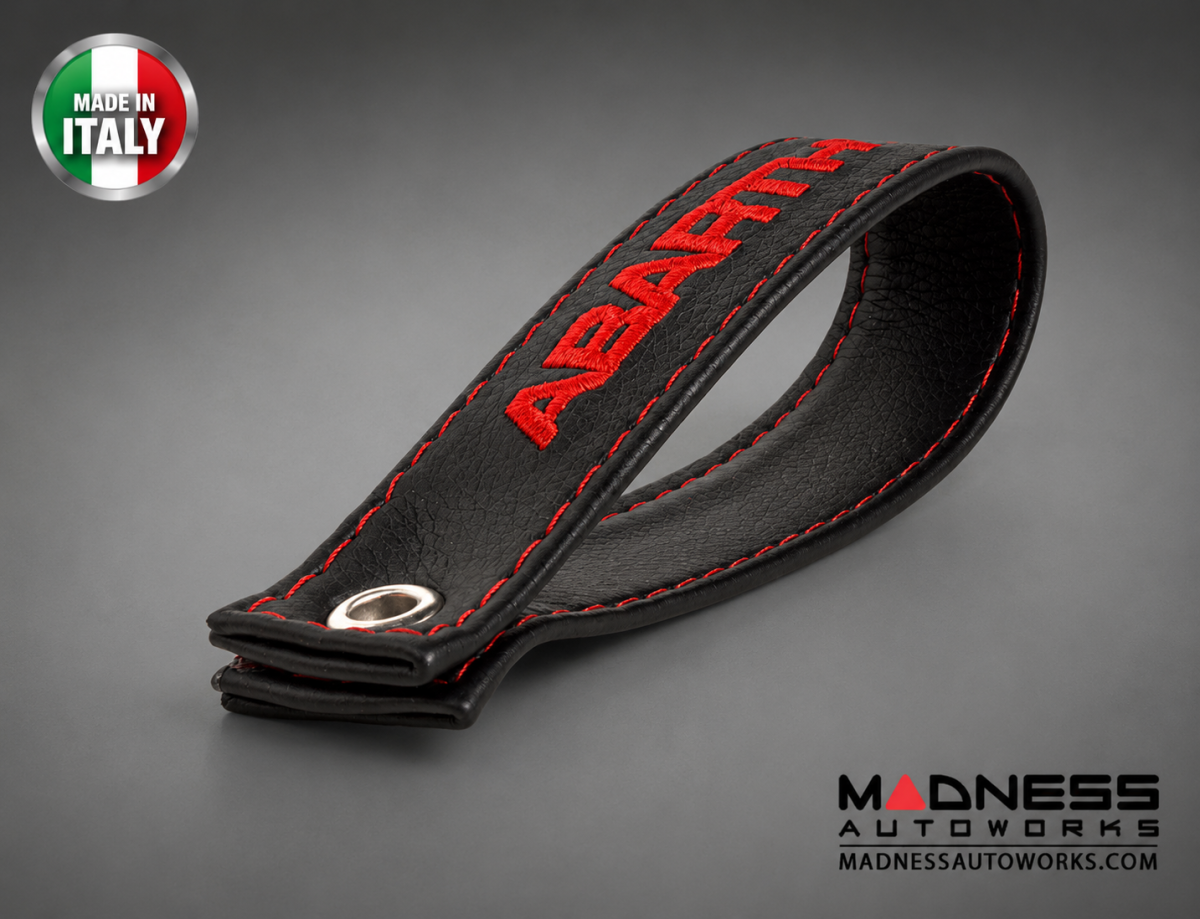 FIAT 500 Trunk Handle / Pull Strap - Black italy - Black w/ Red ABARTH Logo