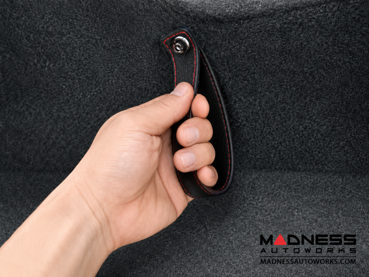 FIAT 500 Trunk Handle / Pull Strap - Black italy - Black w/ Red ABARTH Logo