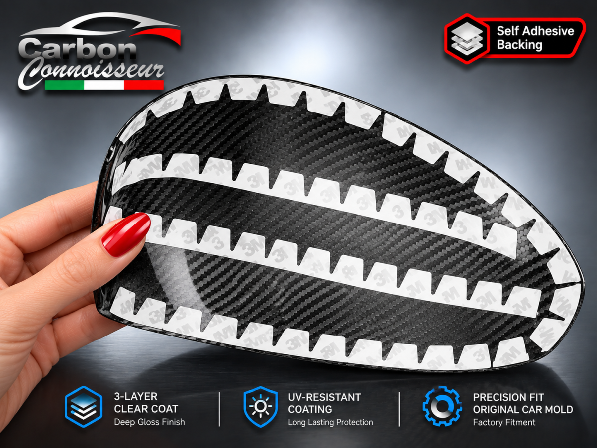 FIAT 500 Mirror Covers - Carbon Fiber - White Scorpion - Carbon Connoisseur