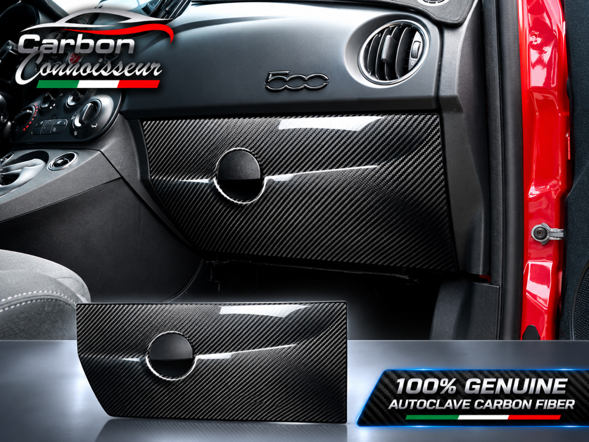 FIAT 500 Glove Box Door Cover - Carbon Fiber - Carbon Connoisseur