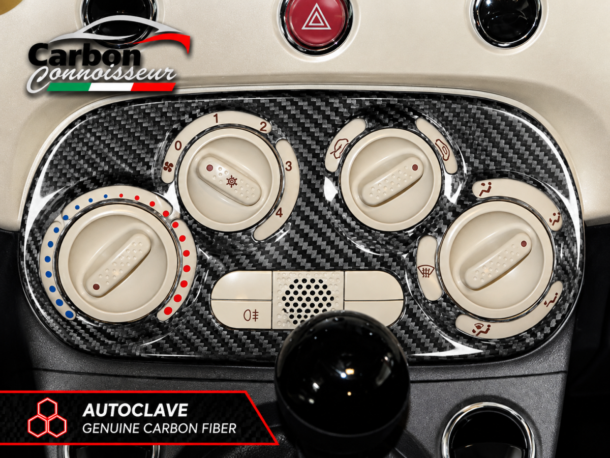 FIAT 500 Temperature Control Panel - Carbon Fiber - Manual Controls - Carbon Connoisseur