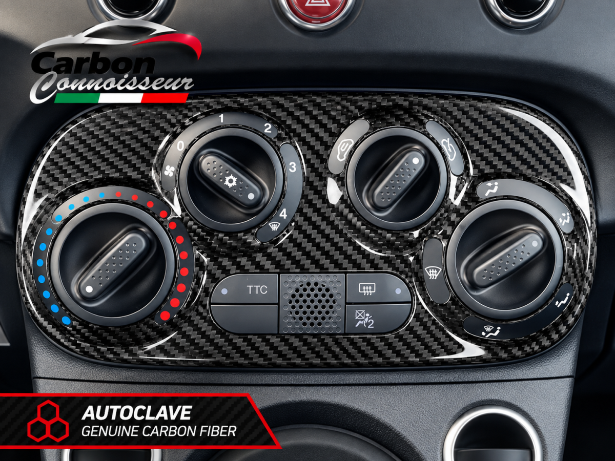 FIAT 500 Temperature Control Panel - Carbon Fiber - Manual Controls - Carbon Connoisseur