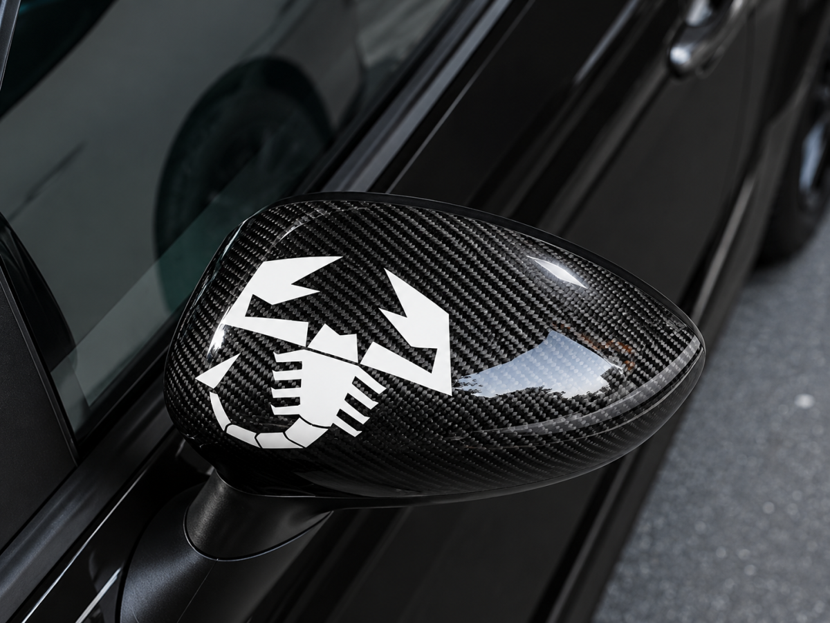 FIAT 500 Mirror Covers - Carbon Fiber - White Scorpion - Carbon Connoisseur