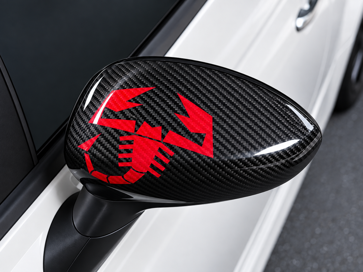 FIAT 500 Mirror Covers - Carbon Fiber - Red Scorpion - Carbon Connoisseur