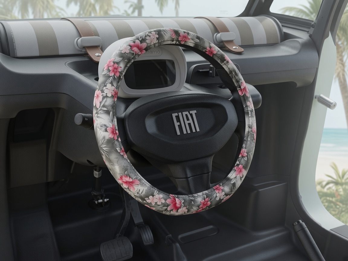 FIAT Topolino Steering Wheel Cover - Floral Pattern