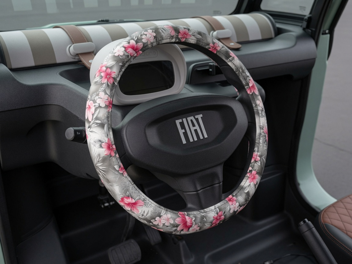 FIAT Topolino Steering Wheel Cover - Floral Pattern