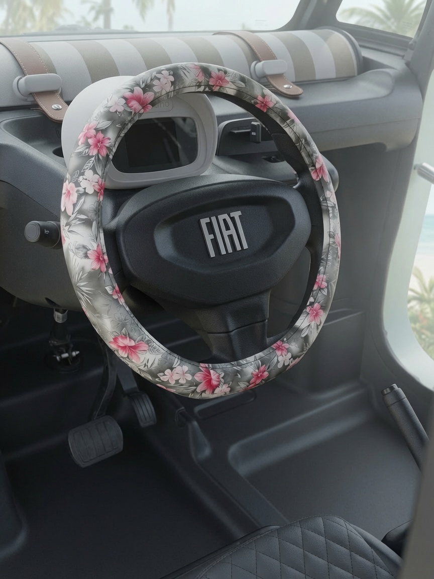 FIAT Topolino Steering Wheel Cover - Floral Pattern