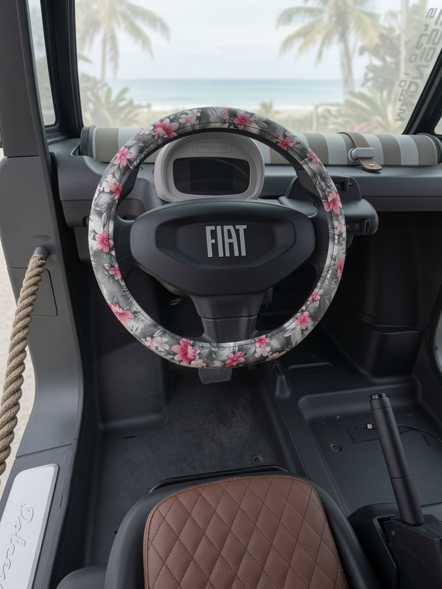 FIAT Topolino Steering Wheel Cover - Floral Pattern