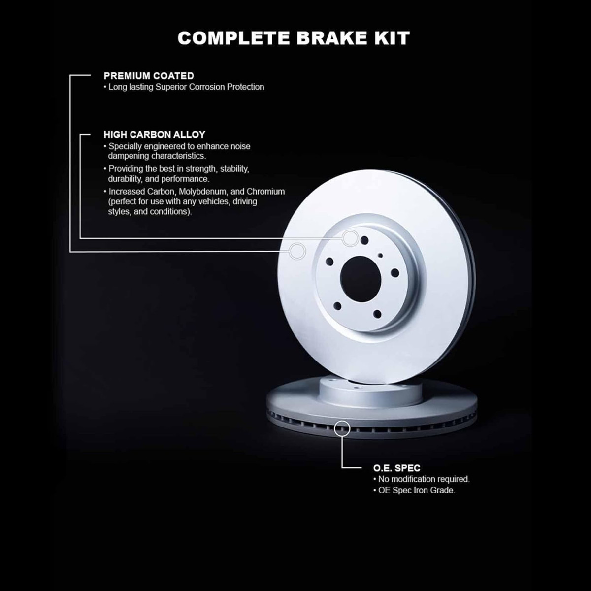 Fiat 124 Spider Brake Rotors (2) - Rear - DFC - GeoSPEC Coated - Carbon Coated - `16-`25
