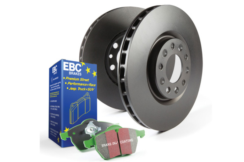 FIAT 500 Brake Pads + Rotors - Front - EBC - Premium Rotors + Greenstuff Pads - Thermic Black