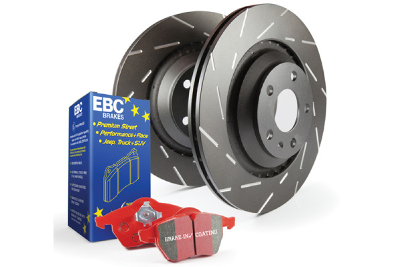 FIAT 500 Brake Pads + Rotors - Rear - EBC - USR Slotted Rotors + S4 Redstuff Pads - `10-`11