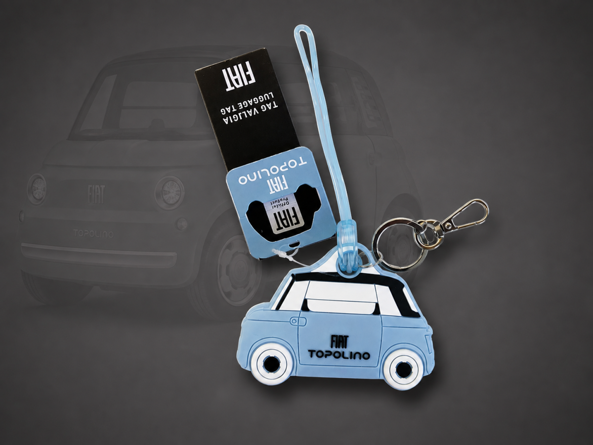 FIAT Topolino Keychain - Keychain/ Luggage Tag - Silicone - Light Blue