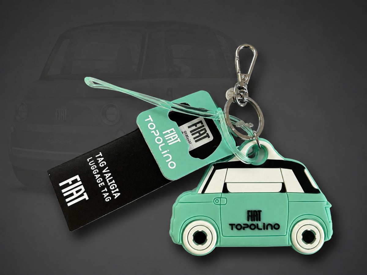FIAT Topolino Keychain - Keychain/ Luggage Tag - Silicone - Aqua Green