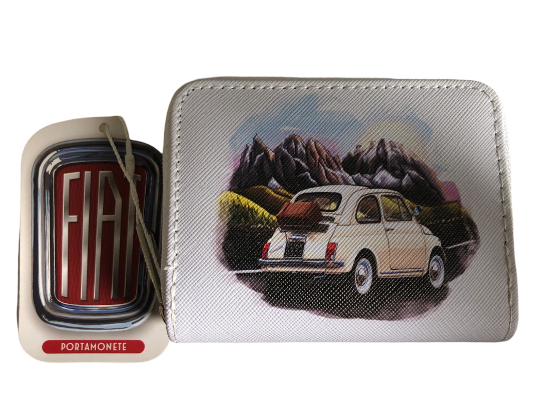 Wallet - Zippered - Classic White Fiat 500