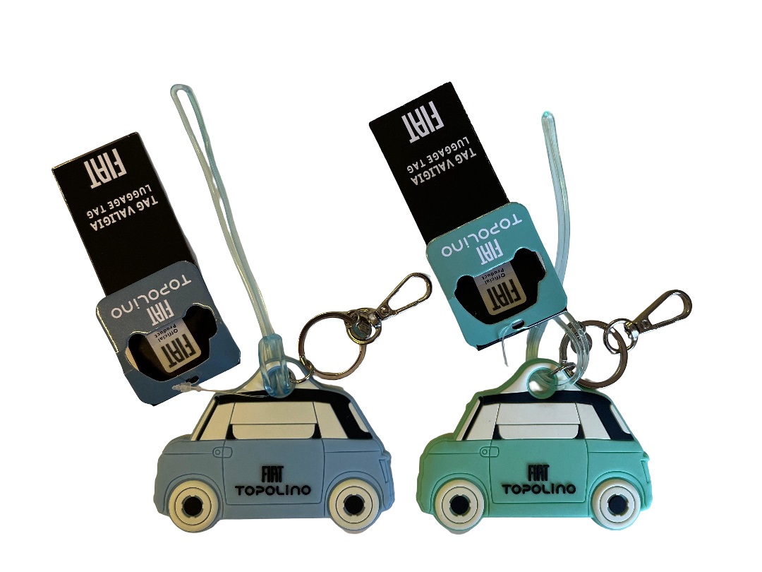 FIAT Topolino Keychain - Keychain/ Luggage Tag - Silicone - Light Blue