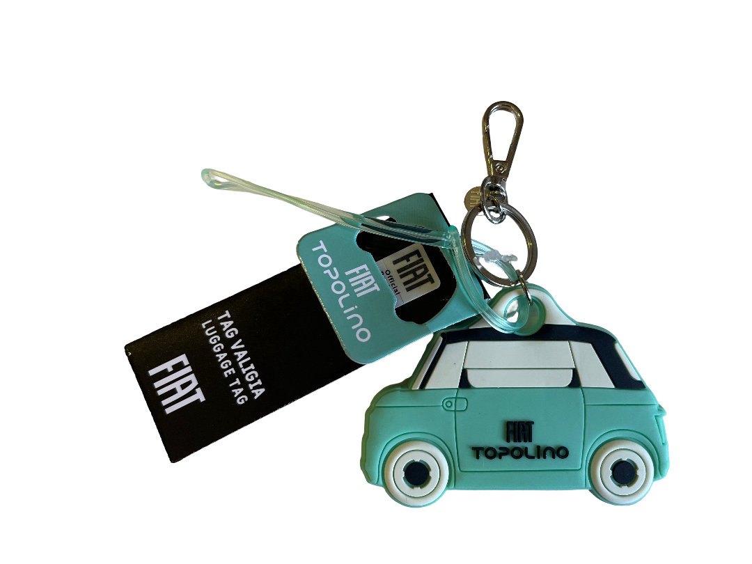 FIAT Topolino Keychain - Keychain/ Luggage Tag - Silicone - Light Blue