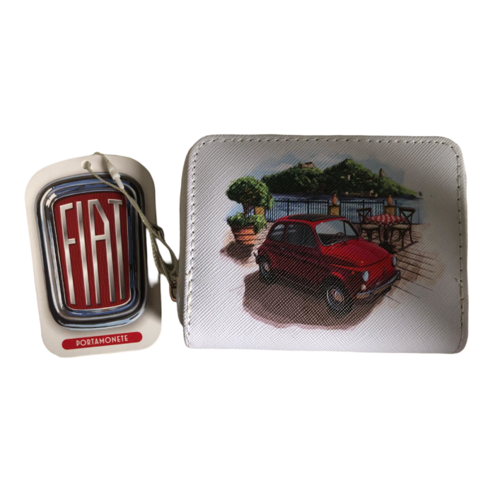 Wallet - Zippered - Classic Red Fiat 500