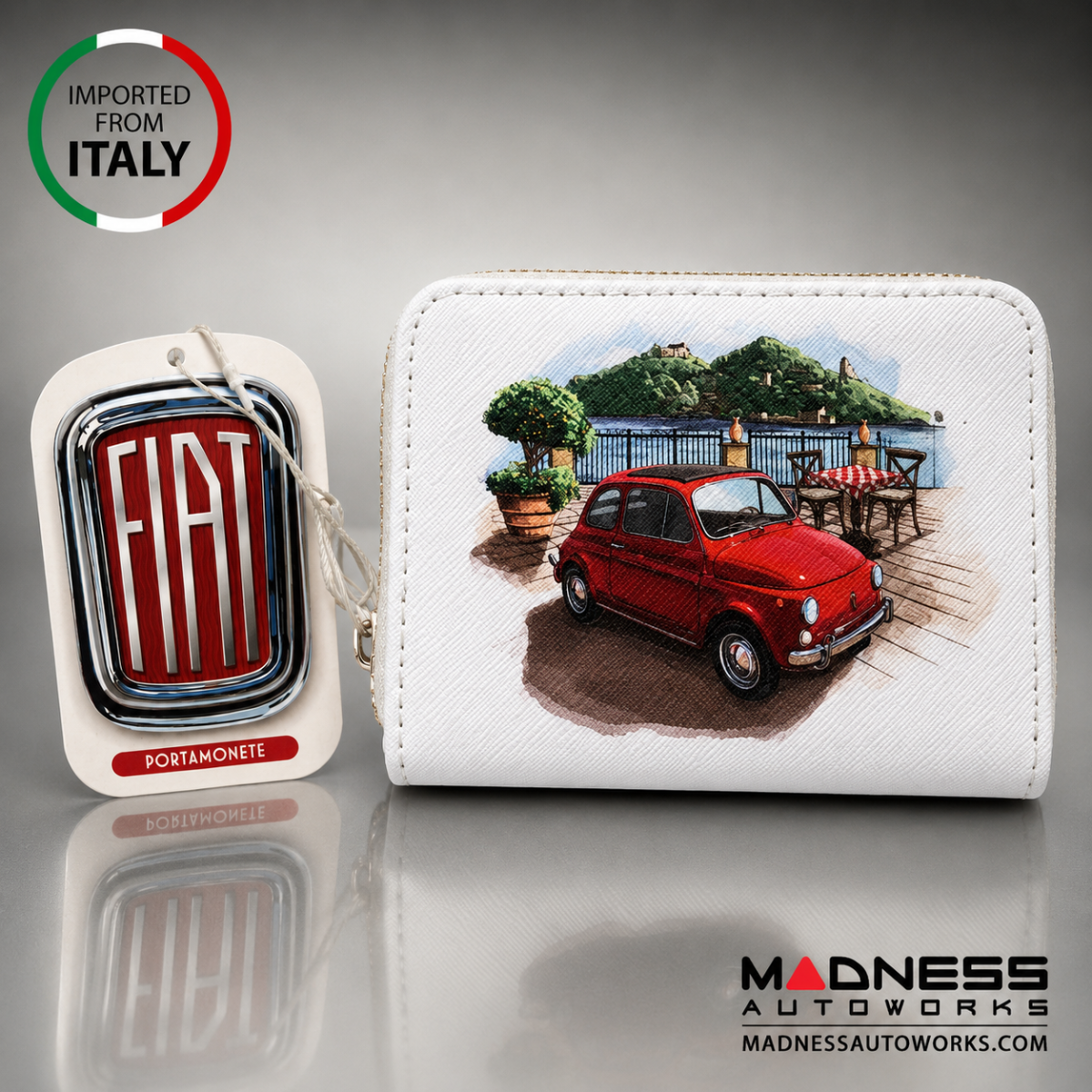 Wallet - Zippered - Classic Red Fiat 500