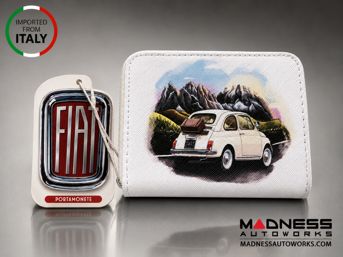 Wallet - Zippered - Classic White Fiat 500 Wallet - Zippered - Classic White Fiat 500