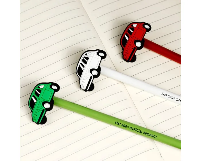 Classic Fiat 500 Pencil Set w/ Pencil Toppers - 3 piece set Classic Fiat 500 Pencil Set w/ Pencil Toppers - 3 piece set