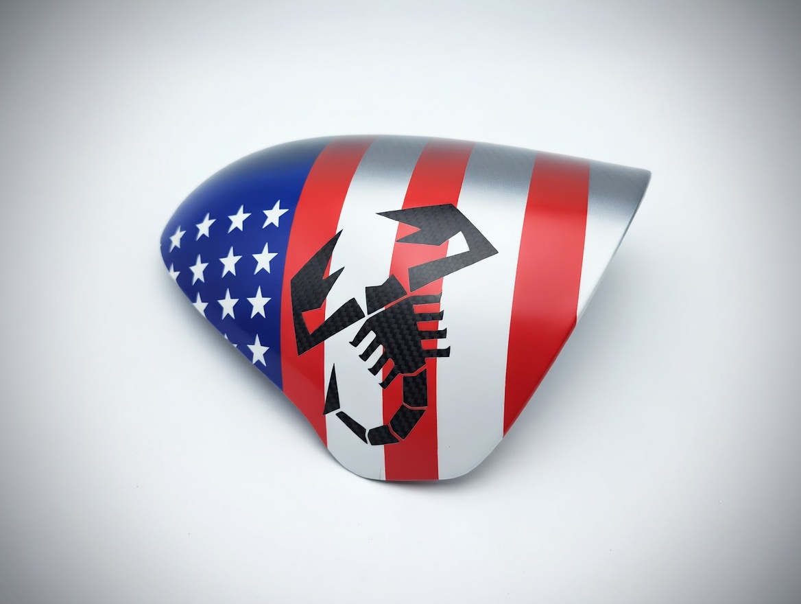 FIAT 500 Instrument Cover - Carbon Fiber - American Flag w/ Black Scorpion 