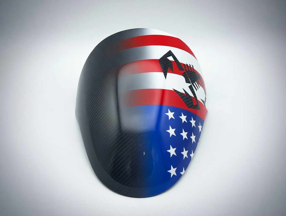 FIAT 500 Instrument Cover - Carbon Fiber - American Flag w/ Black Scorpion 