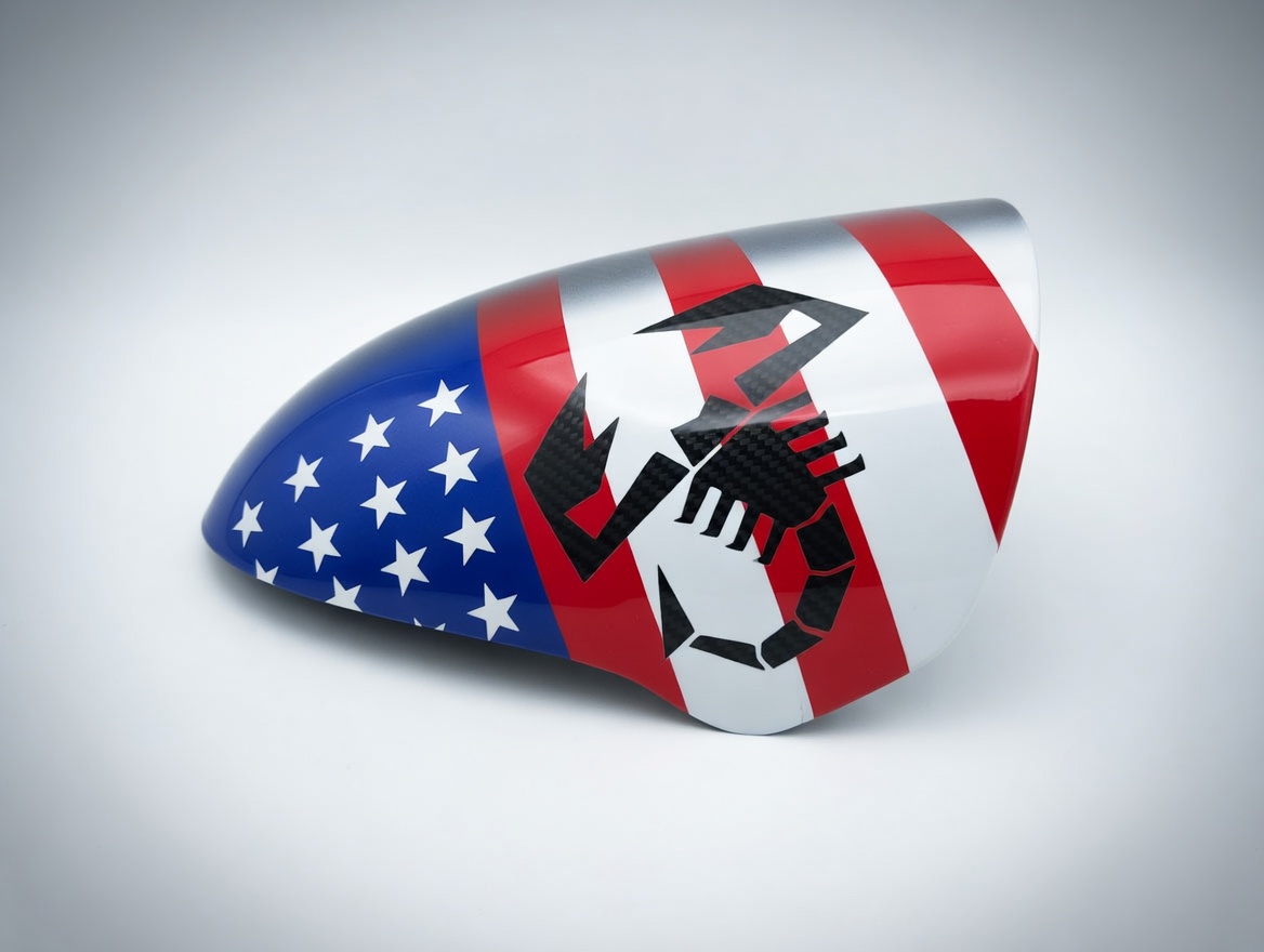 FIAT 500 Instrument Cover - Carbon Fiber - American Flag w/ Black Scorpion 