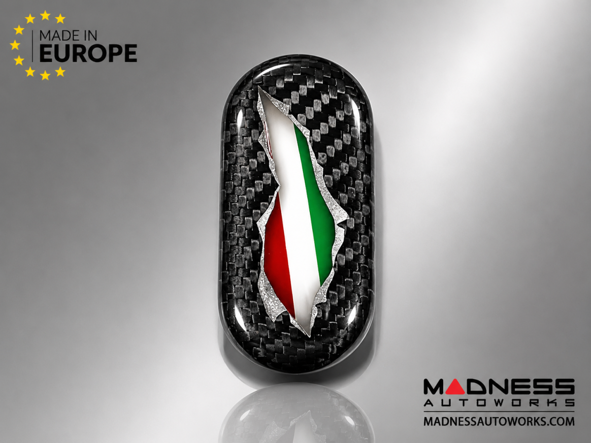 FIAT 500 Key Fob Cover - Carbon Fiber - Italian Flag Exposed