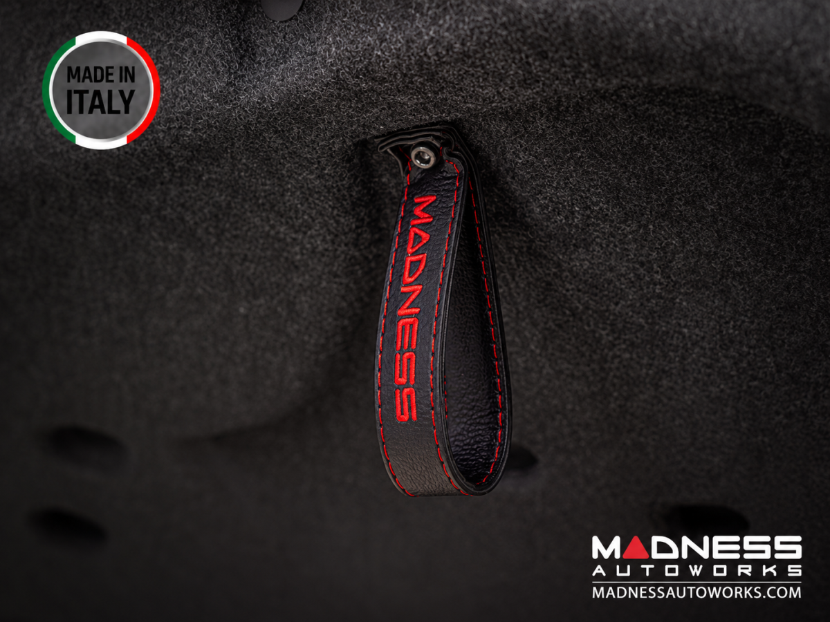 FIAT 500 Trunk Handle / Pull Strap - Black Italy - Black w/ Red MADNESS Logo