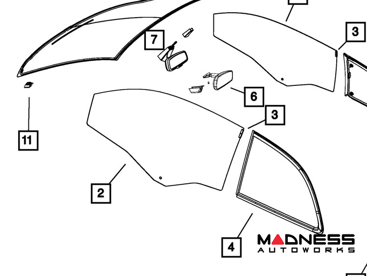 FIAT 500 Window Glass - Genuine FIAT - Front Driver's Side