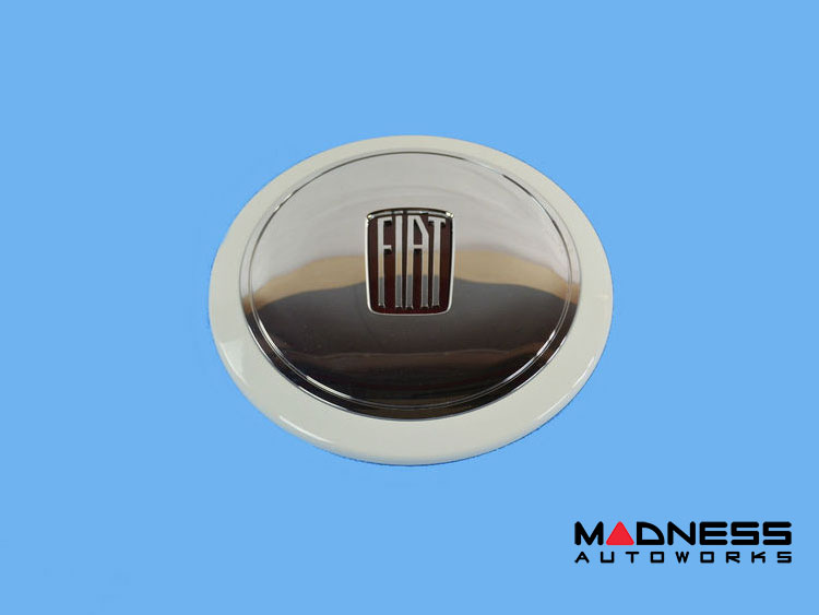 FIAT 500 Wheel Center Caps - White/Chrome - FIAT Logo - Mopar