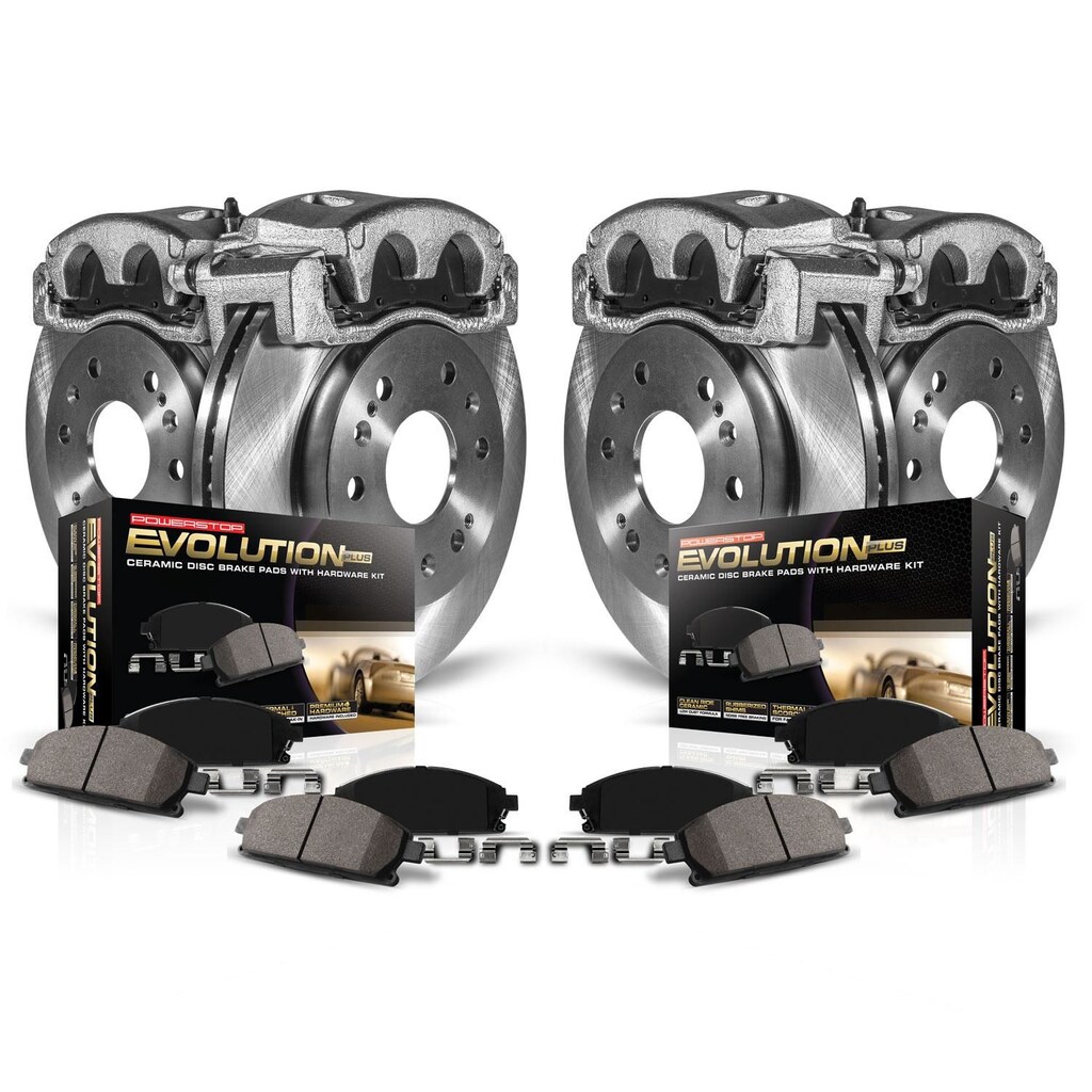 Fiat 500X Brake Kit - Front + Rear - PowerStop - Autospecialty Rotors + Evolution Ceramic Pads + Replacement Calipers 