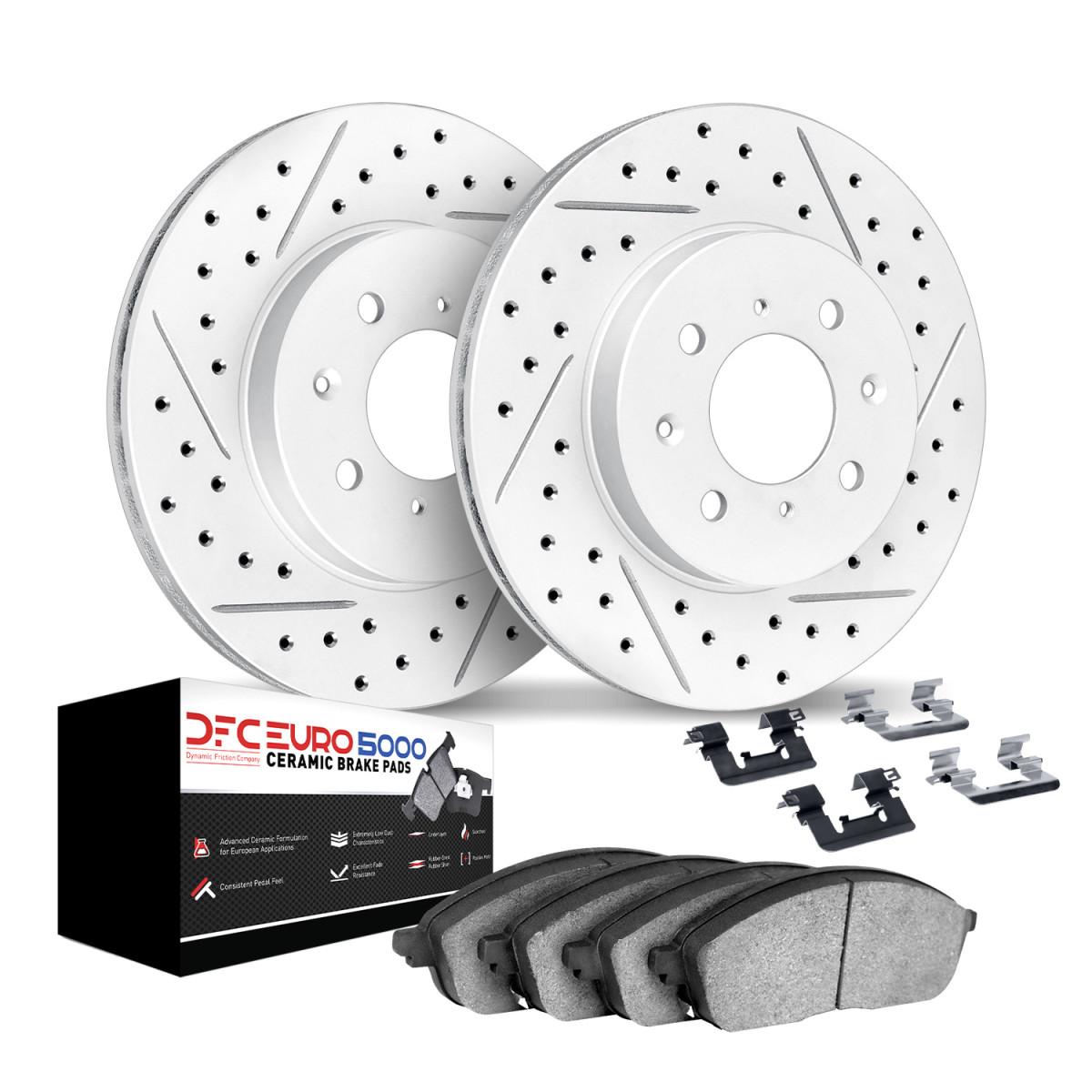 Fiat 500 Brake Kit - Front - R1 Concepts - Drill/Slot Geoperformance Rotors + Euro 5000 Ceramic Pads - `12-`19