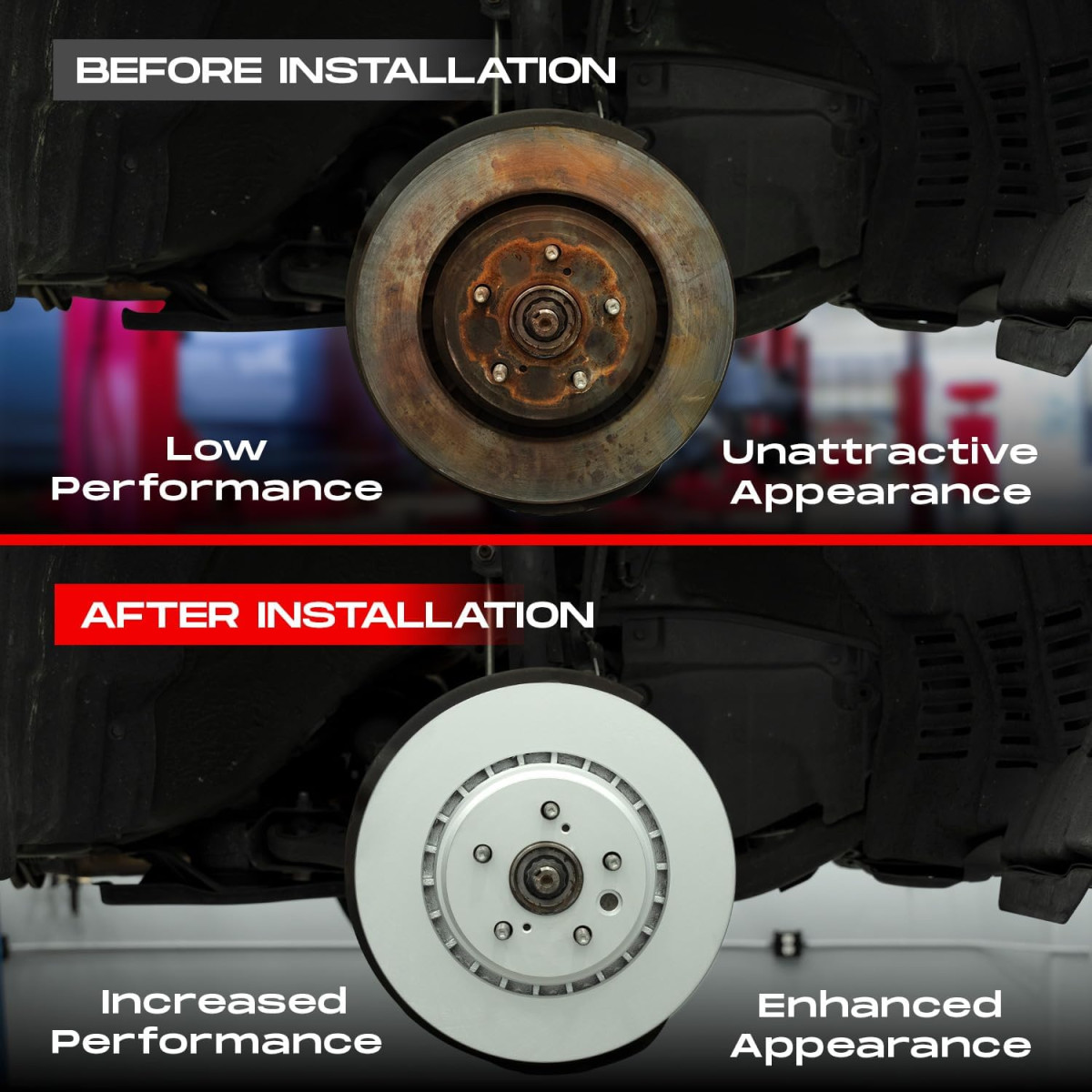 Fiat 500X Brake Kit - Front - R1 Concepts - Carbon Coated Rotors + Euro Ceramic Pads - `15-`23