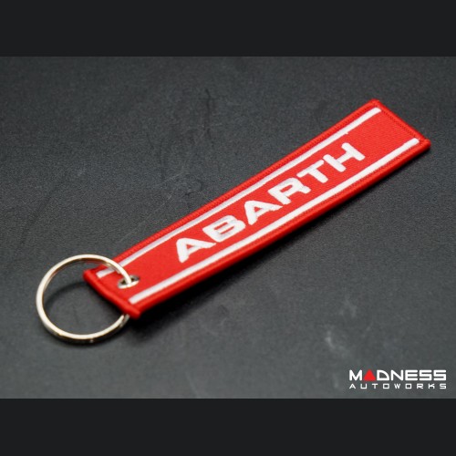 Keychain - ABARTH - Red w/ White Outline + ABARTH Logo