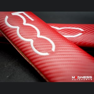 Seat Belt Shoulder Pads - set of 2 - Carbon Fiber look - Red w/ White 500 Logo 