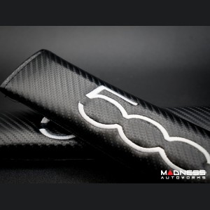 Seat Belt Shoulder Pads - set of 2 - Carbon Fiber look - Black w/ White 500 Logo 