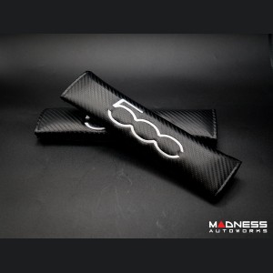 Seat Belt Shoulder Pads - set of 2 - Carbon Fiber look - Black w/ White 500 Logo 