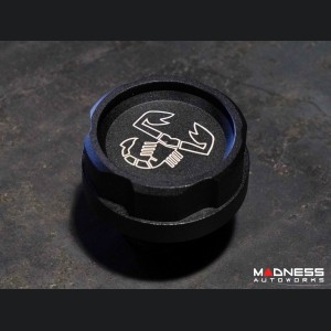 FIAT 500 Oil Cap - CFP - Black Anodized Billet - w/ Scorpion Logo