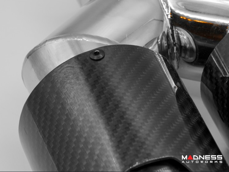 FIAT 124 Performance Exhaust by MADNESS - Lusso - Dual Exit w/ Carbon Fiber Quad Tips V2