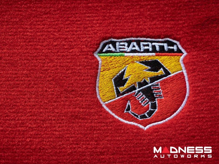 FIAT 124 Floor Mats - Red Carpet w/ ABARTH Crest