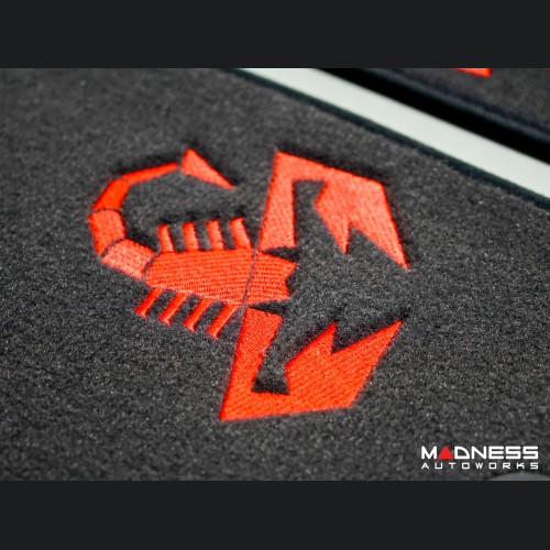 FIAT 124 Floor Mats - Black Carpet w/ Red Scorpion