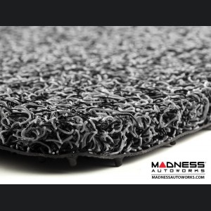 FIAT 124 Floor Mats - All Weather - Rubber Woven Carpet - Black + Grey