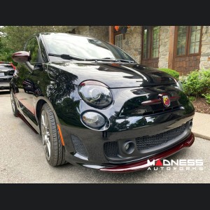 FIAT 500 ABARTH Front Emblem Cover - Carbon Fiber - Dark Red Candy
