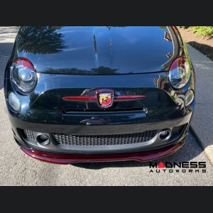 FIAT 500 ABARTH Front Emblem Cover - Carbon Fiber - Dark Red Candy