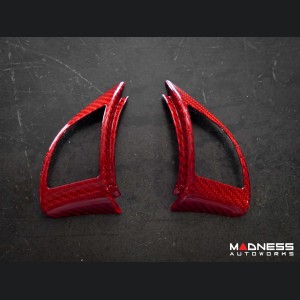 FIAT 500 Steering Wheel Trim Set - 2 pieces - Carbon Fiber - Red Pearl Finish